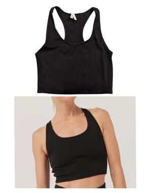 Pact Organic Women's Ribbed Bra Crop Top Black Size Large